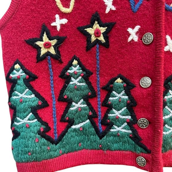 Vintage Telluride Clothing Co. Christmas Vest Embroidered Holiday Wool Blend SM - Picture 2 of 7